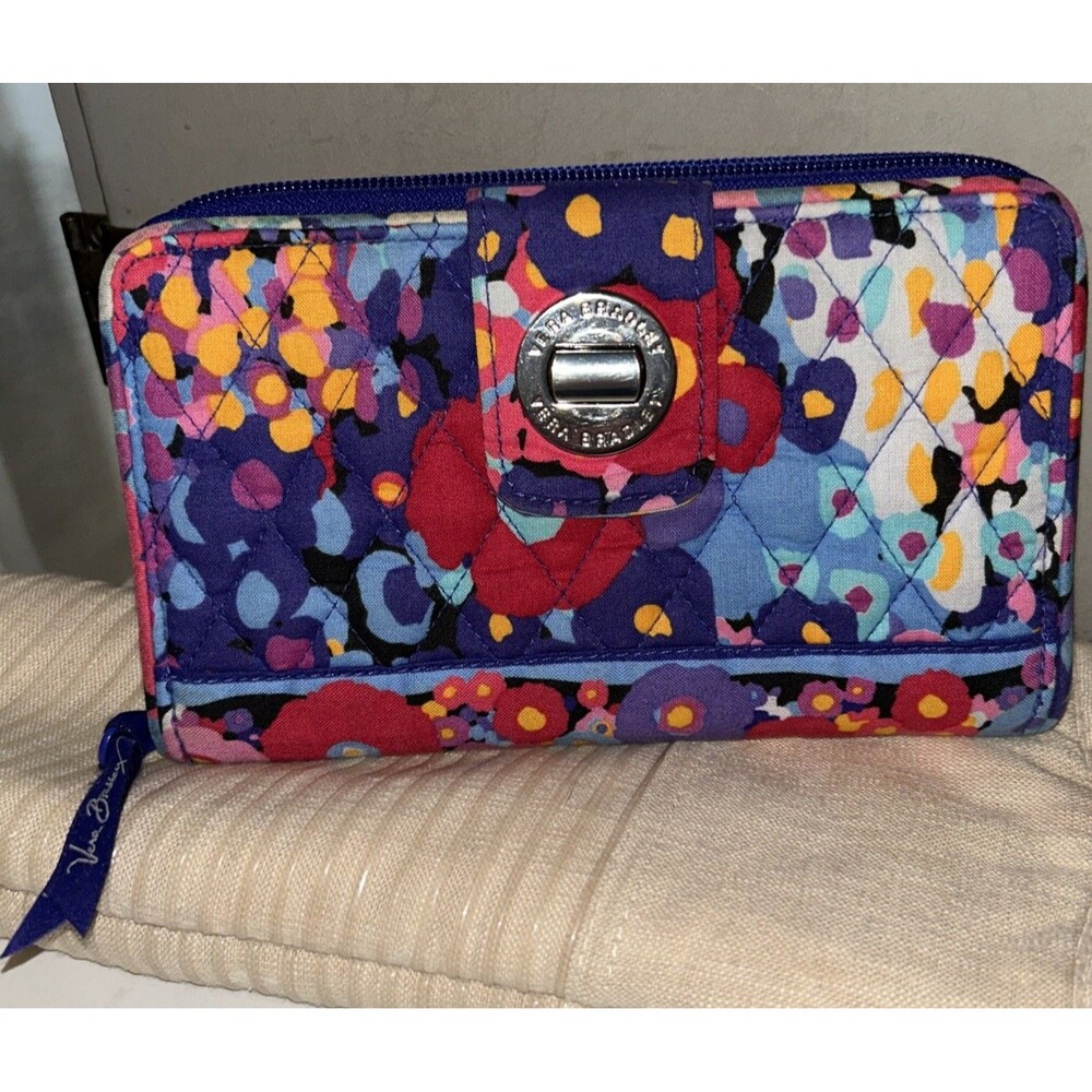 Vera Bradley Turnlock Wallet Impressionista Organizer Clutch Floral EUC
